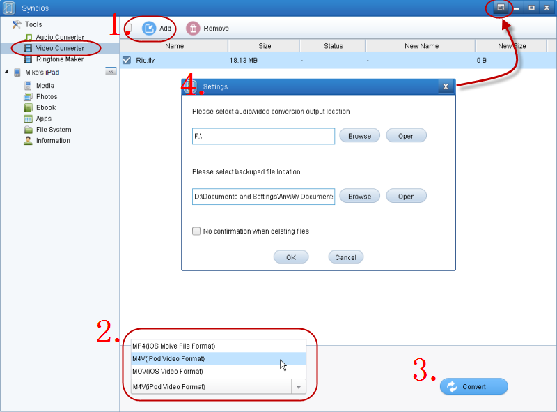 syncios free ipad mini converter and transfer syncios manager format an ipad