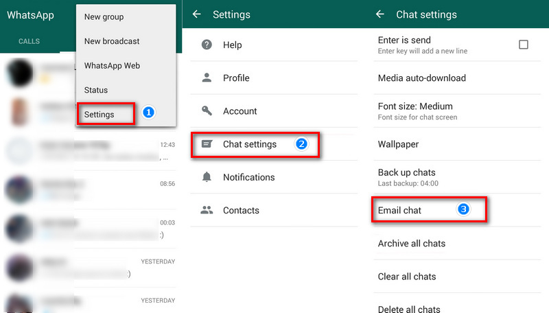 email WhatsApp chats to Huawei P40/P40 Pro