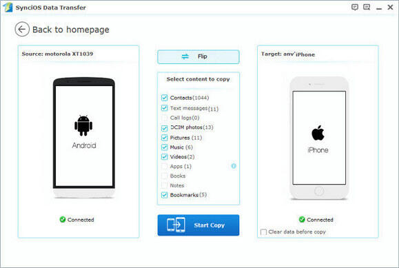 Syncios Phone to Phone transfer