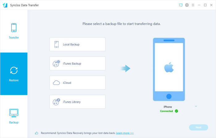 restore PC backup to iPhone