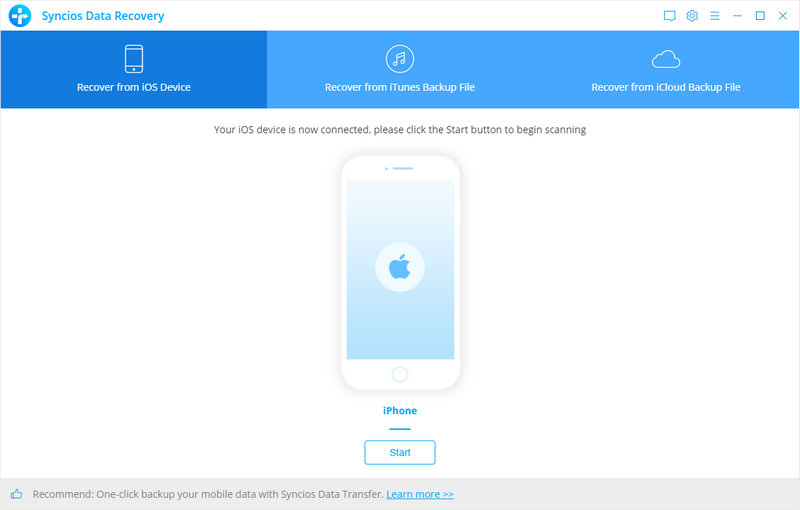 connect iPhone to syncios data recovery