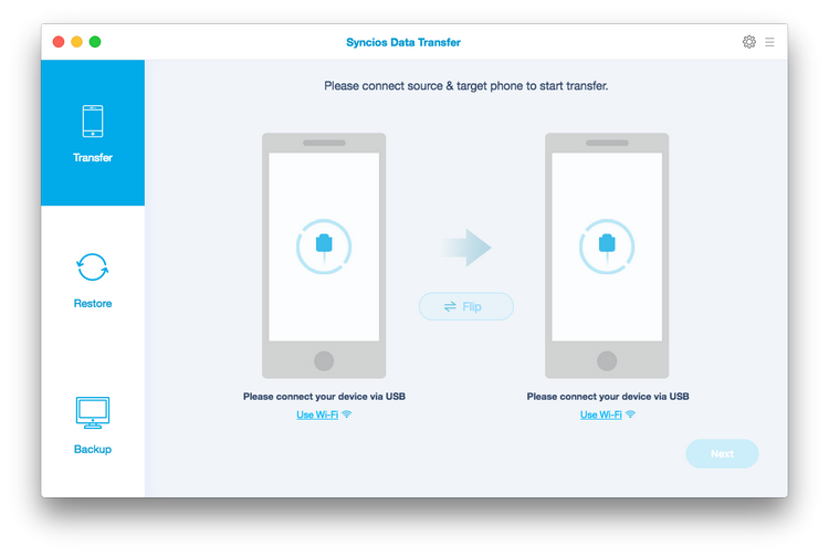 Connect Both Phones to Start Data Transfer