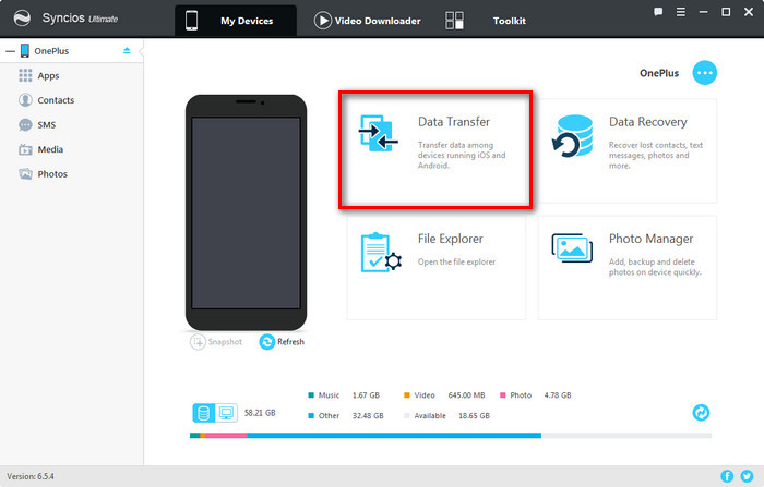 Syncios data transfer