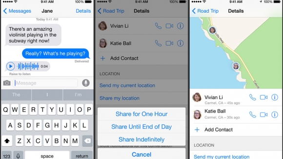 iOS 8 messages location sharing