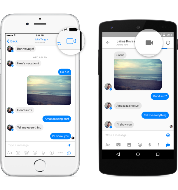  video calling to Messenger on facebook