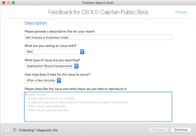 Feedback for El Capitan public beta