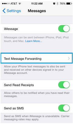 iphone text messages forwarding