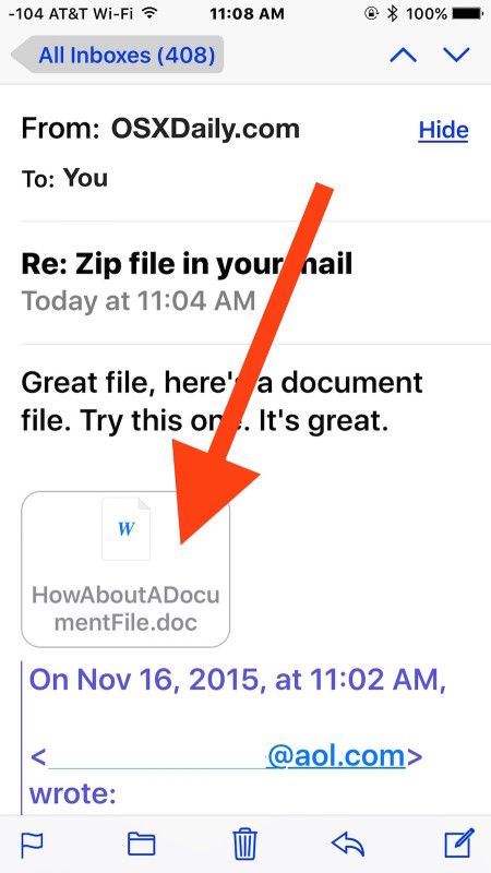 Save eMail Attachments on iPhone & iPad Mail to iCloud Drive
