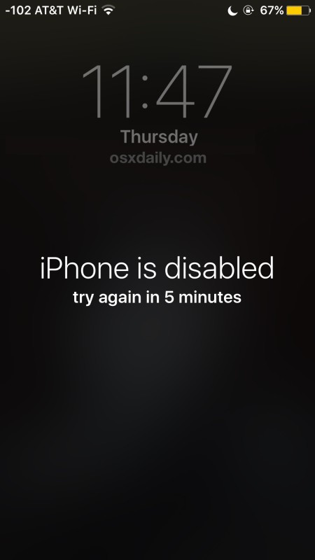 iphone is disabled error
