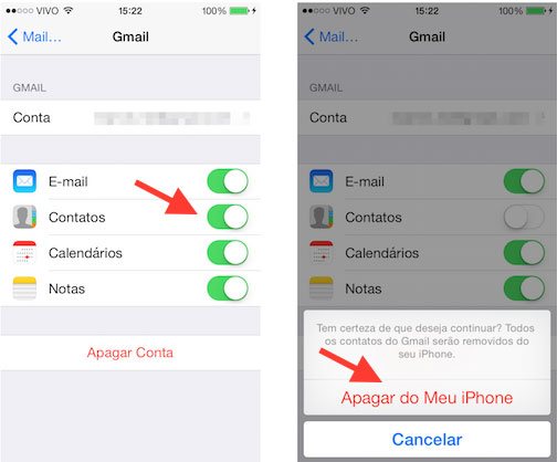 apagar contatos no iPhone on iCloud