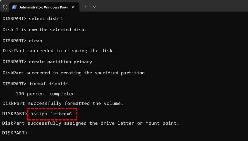Assigning a drive letter to a partition using CMD 