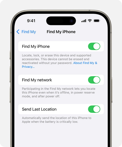 enable find my iphone