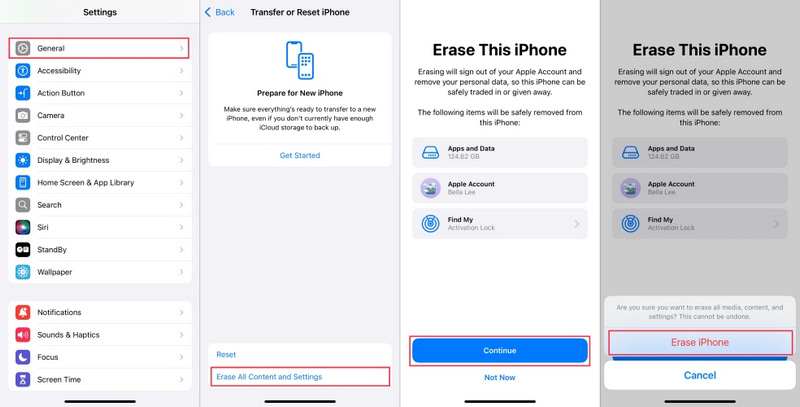 erase iphone to remove screen time passcode