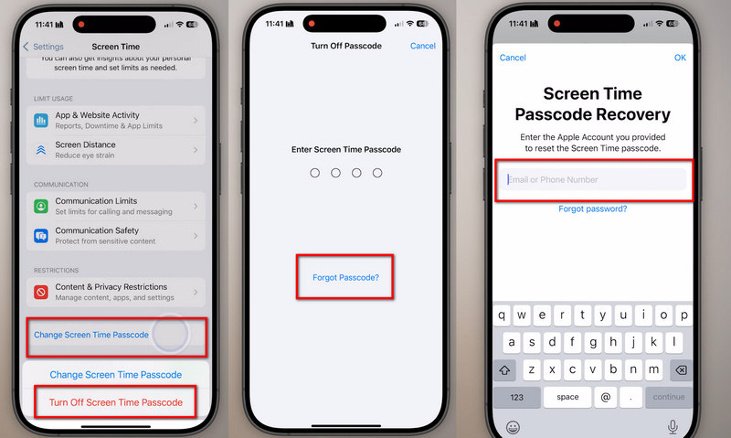 turn off screen time on iphone