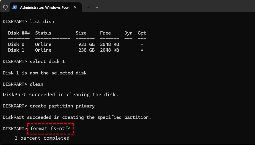 Formatting a specific partition via CMDy