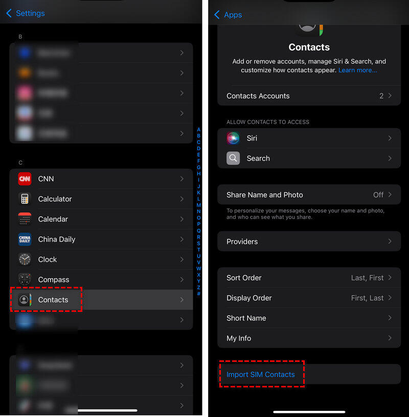 import SIM contacts to iPhone