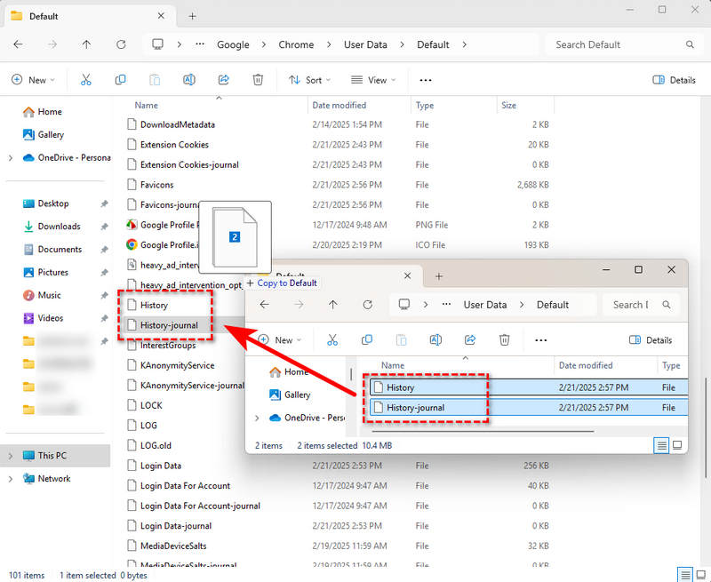 replace chrome history files