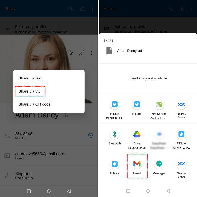 send android contacts to iPhone