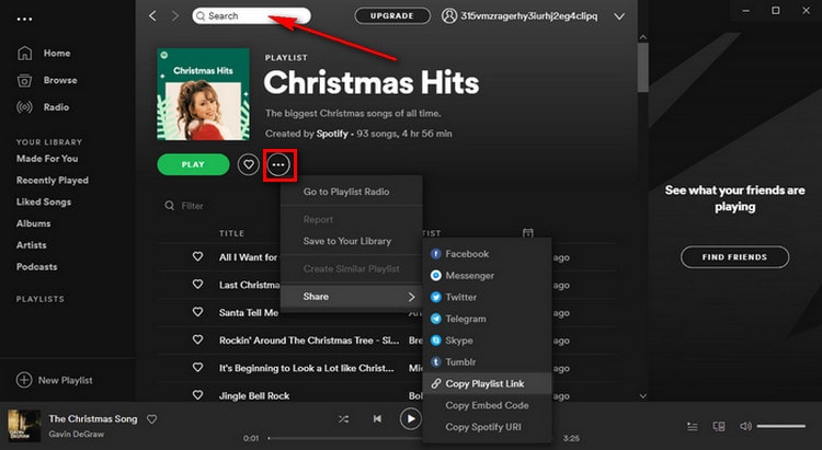 download Christmas music from Spotify