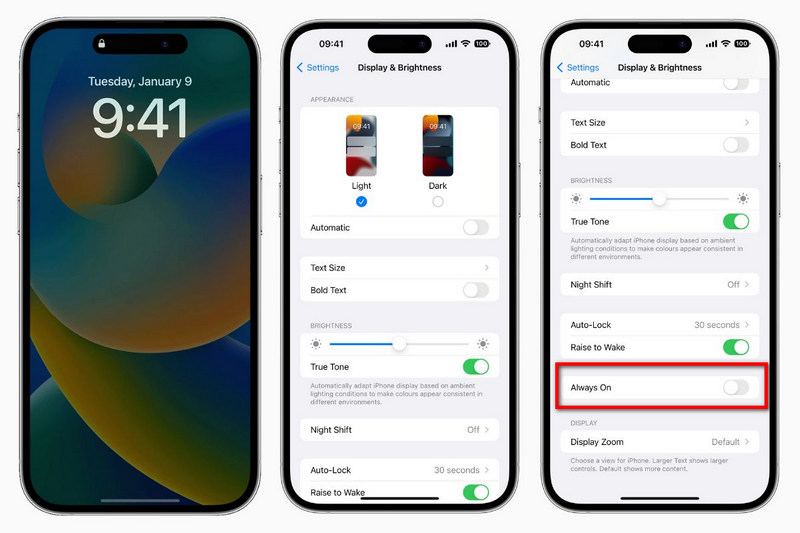 turn off always-on display on iphone
