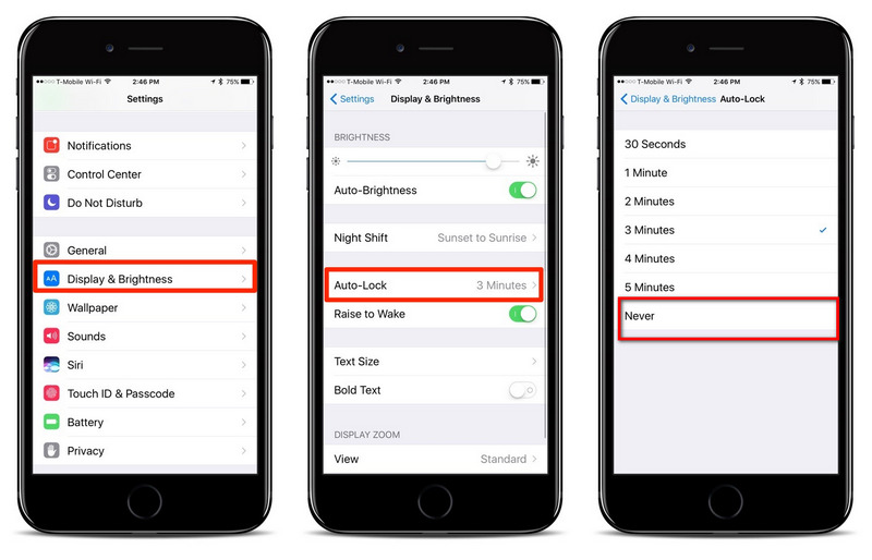 turn off auto lock on iphone
