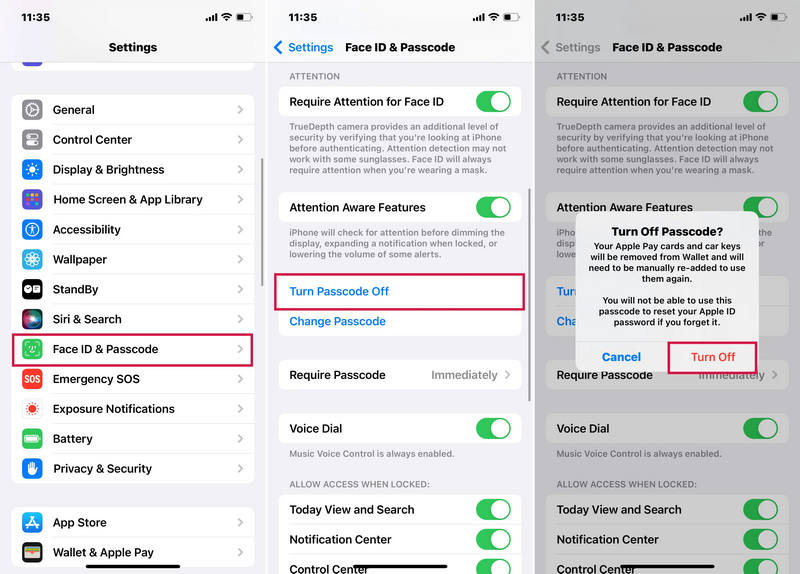 turn off screen lock on iphone