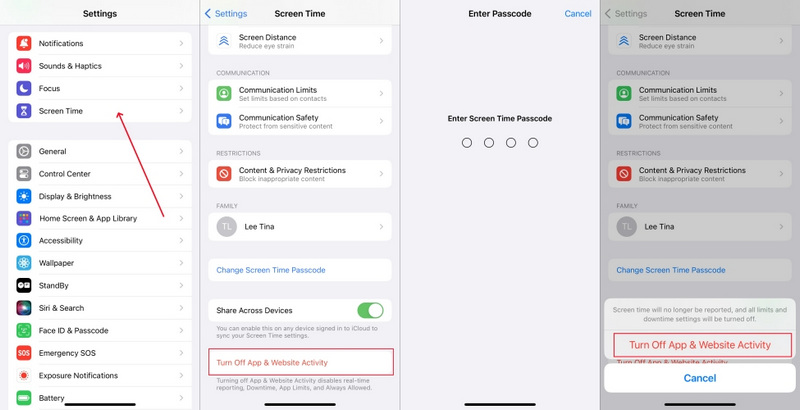 turn off screen time passcode