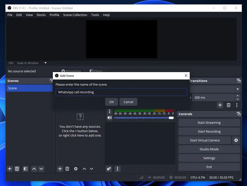 WhatsApp Call and Video Recorders: OBS Studio