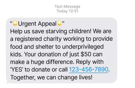 whatsapp charity scam
