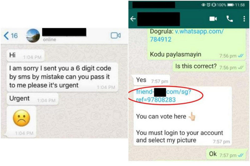 whatsapp phishing scam