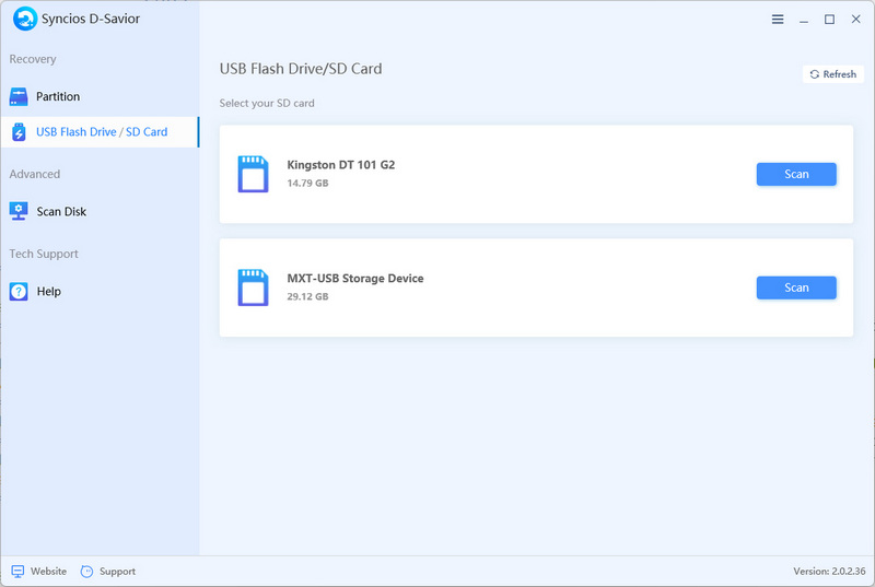 select usb flash drive to recover
