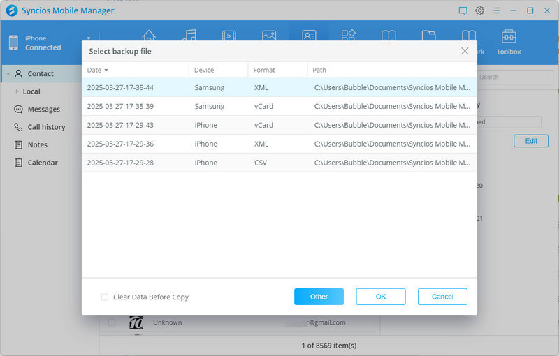 restore android contacts to iphone