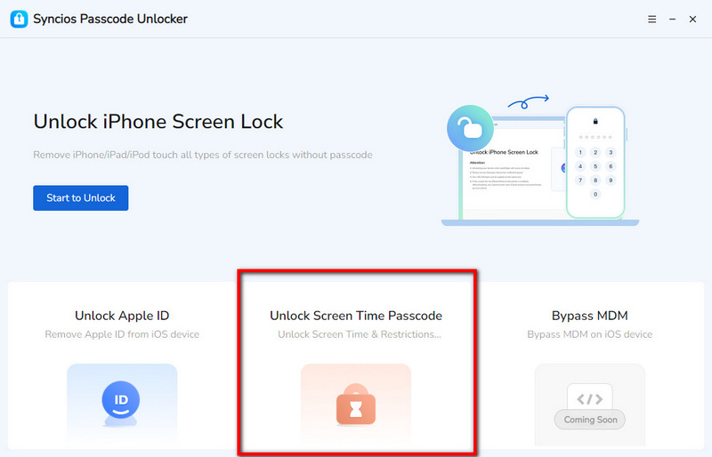 choose the module unlock screen passcode