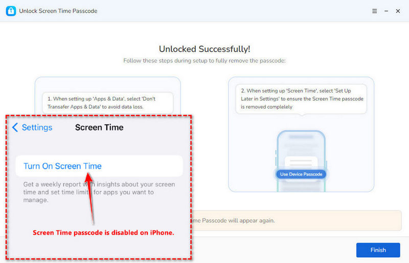 successfully unlock screen time passcode