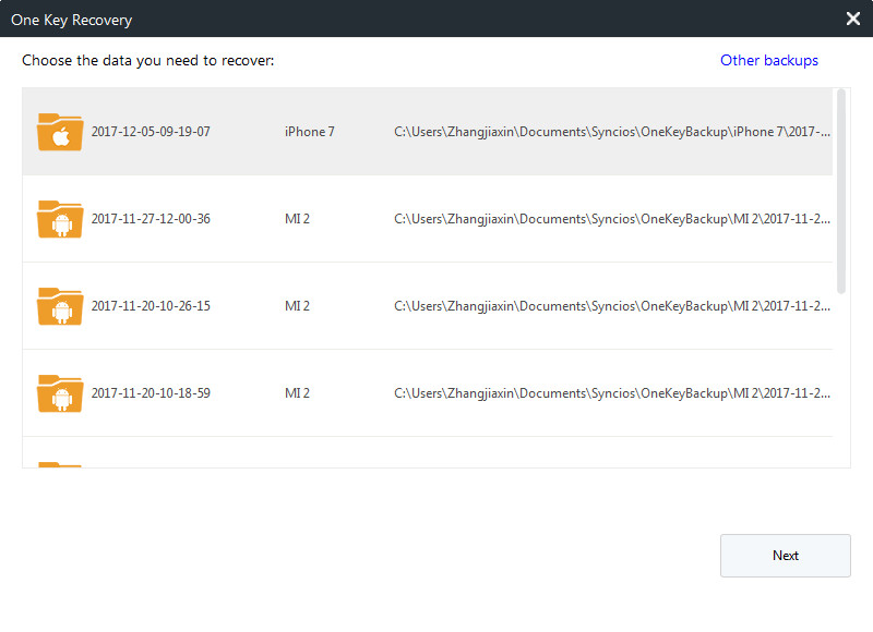 1-click recover iphone data to Huawei Pura80 step 1