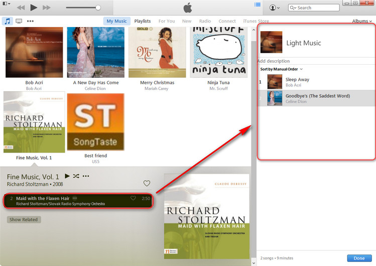 add iPod music to iTunes playlist