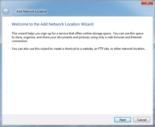 add network location step 1