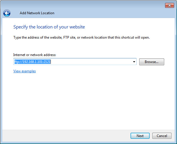 add network location step 3