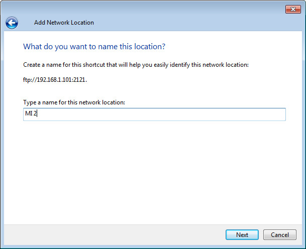 add network location step 4