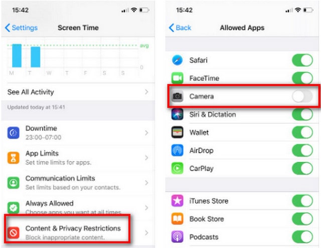 allow apps in screen time restrictions