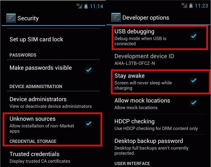 включить отладку USB