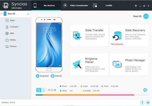 backup Vivo X200 Ultra with syncios step1