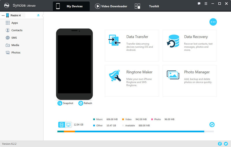 backup Xiaomi Redmi Note 14/14 Pro with syncios step 1