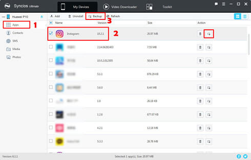 backup huawei p10 app with syncios manager