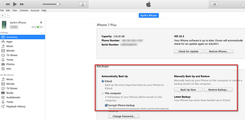 backup iphone with iTunes