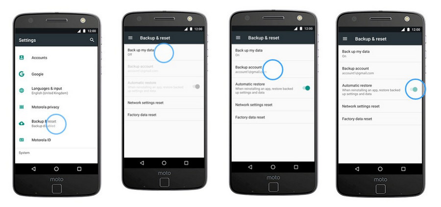 Backup Moto X4 to Google Account