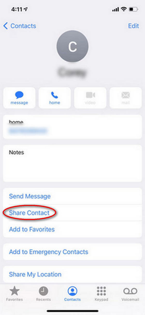 Share contact to your email