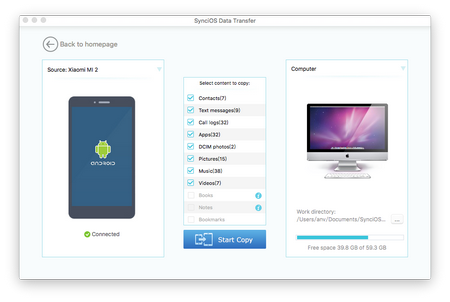 syncios samsung to mac transfer