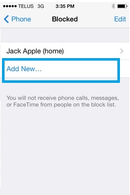 block unkown iphone caller