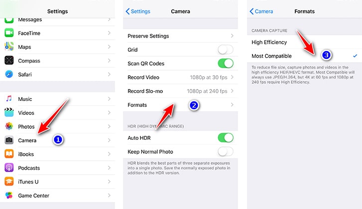 save HEIC/HEVC files to JPEG/H264